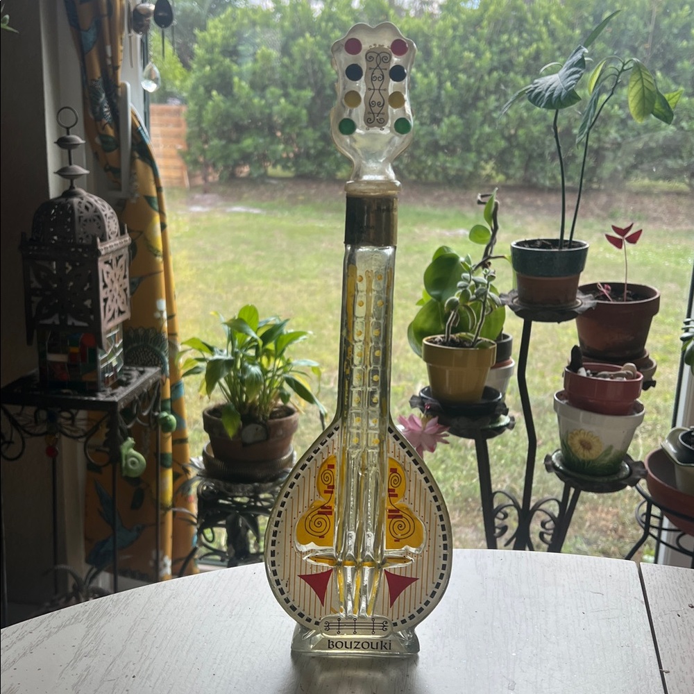 Decorative Vintage Bouzouki Bottle with Colorful Accents
